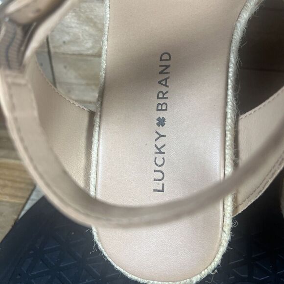 Lucky Brand Womens Size US 6.5M Valki T-Strap Espadrille Tan Platform Sandals - Picture 7 of 10